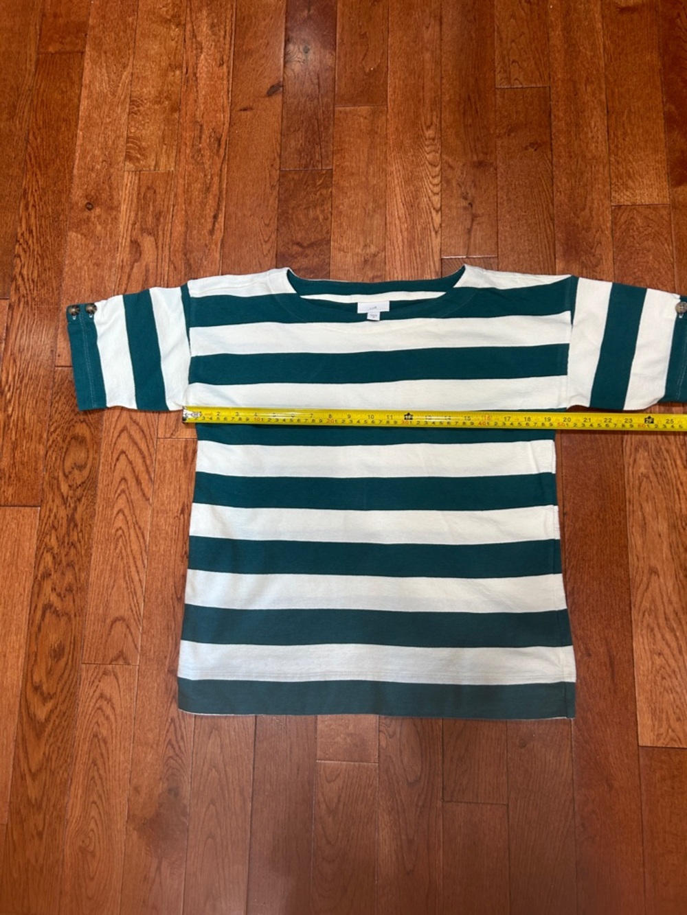 J. Jill Teal and White Striped Short Sleeve Kids Tee
